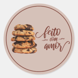 Cookies mit Liebe, feito com amor Runder Aufkleber