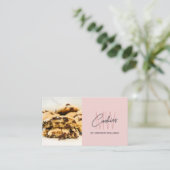 Cookies Monogram Logo Bakery Foto QR Pink Visitenkarte (Stehend Vorderseite)