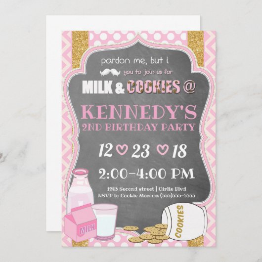 Cookies N Milcheinladung Einladung (Vorne/Hinten)