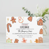 Cookies tauschen Weihnachtsgeburten-Party Einladun Ankündigung (Stehend Vorderseite)