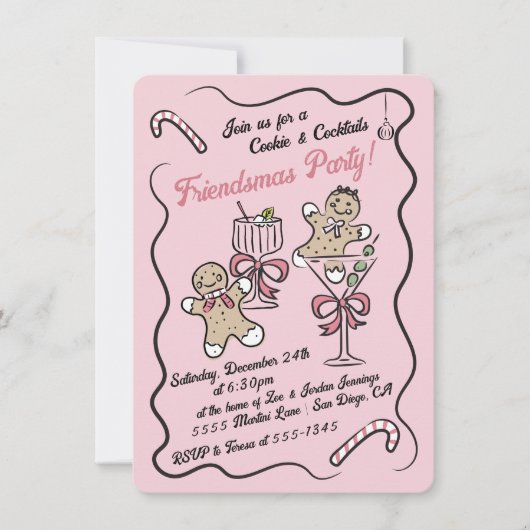 Cookies und Cocktails Weihnachts Friendsmas Party Einladung (Vorderseite)