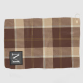 Cookies und Creme TARTAN Brown Mit Monogramm Golfhandtuch (Horizontal)