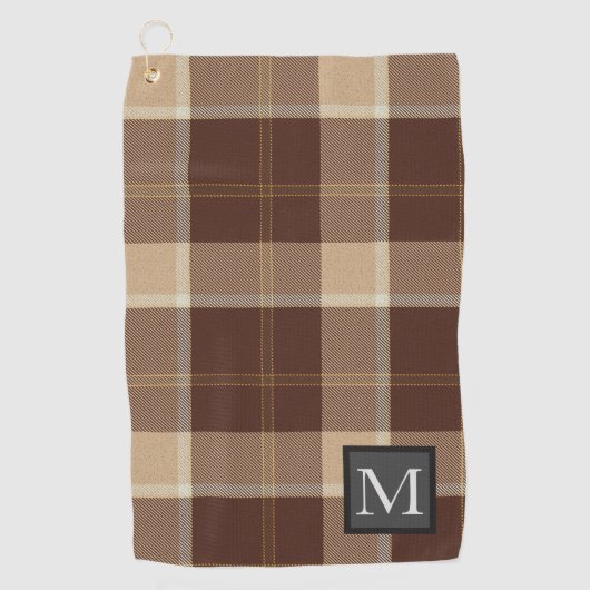 Cookies und Creme TARTAN Brown Mit Monogramm Golfhandtuch (Vorderseite)