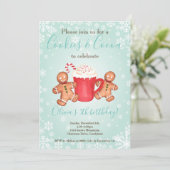 Cookies und heiße Kakaoweihe Weihnachten zum Gebur Einladung (Stehend Vorderseite)