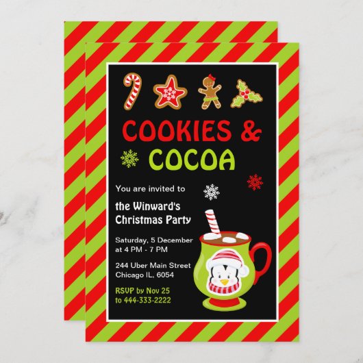 Cookies und heißes Kakao Weihnachtsgebäck Party Einladung (Vorne/Hinten)