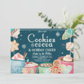 Cookies und heißes Kakaoferien Weihnachten Party Einladung (Stehend Vorderseite)