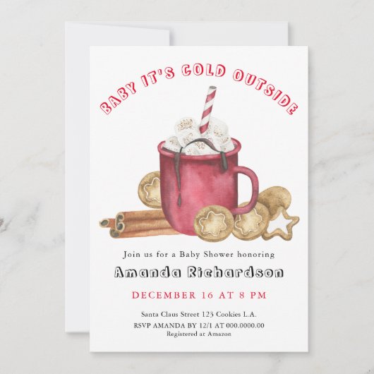 Cookies und Kakao Baby IT's COLD OUTSIDE Einladung (Vorderseite)