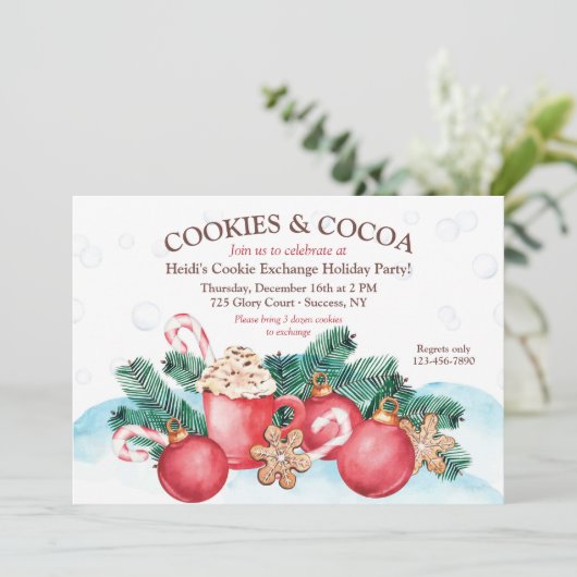 Cookies und Kakao-Cookie-Exchange-Party Einladung (Stehend Vorderseite)