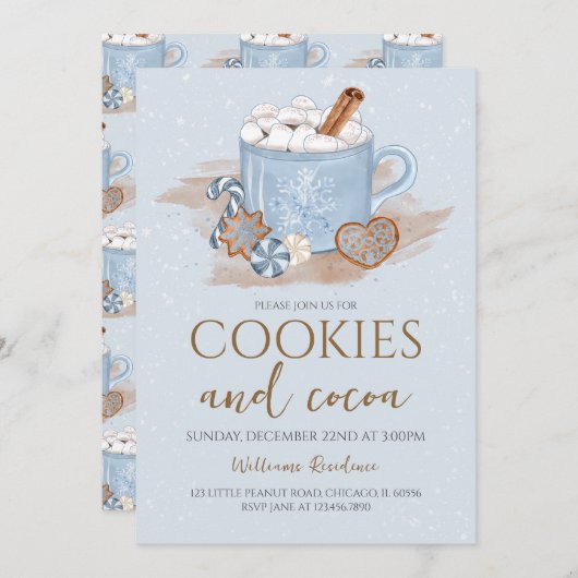 Cookies und Kakao-Feier Einladung (Vorne/Hinten)