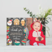 Cookies und Kakao Gingerbread Kindergeburtstag Fot Dankeskarte (Stehend Vorderseite)