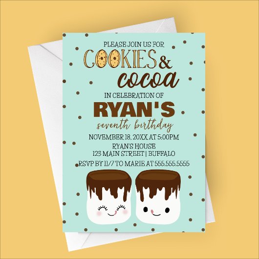 Cookies und Kakao Kawaii Einladung zum Geburtstag