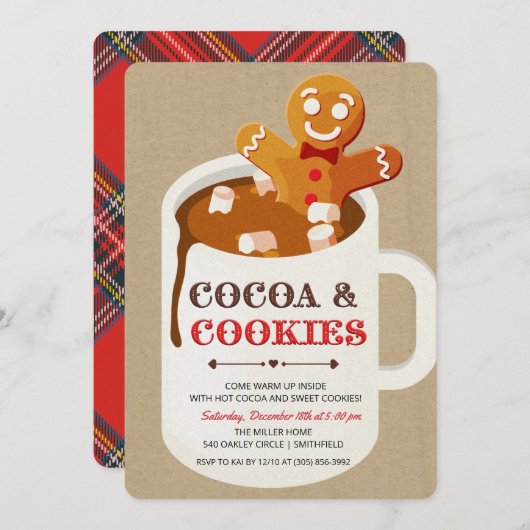 Cookies und Kakao-Lebkuchen Mann Einladung (Vorne/Hinten)