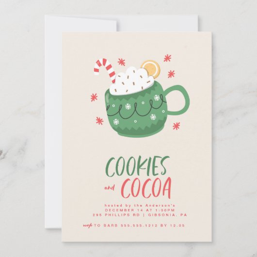 Cookies und Kakao-Party Einladung (Vorderseite)