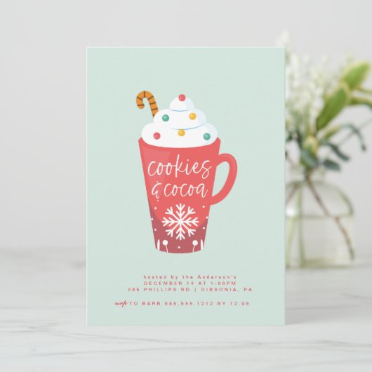 Cookies und Kakao-Party Einladung (Stehend Vorderseite)