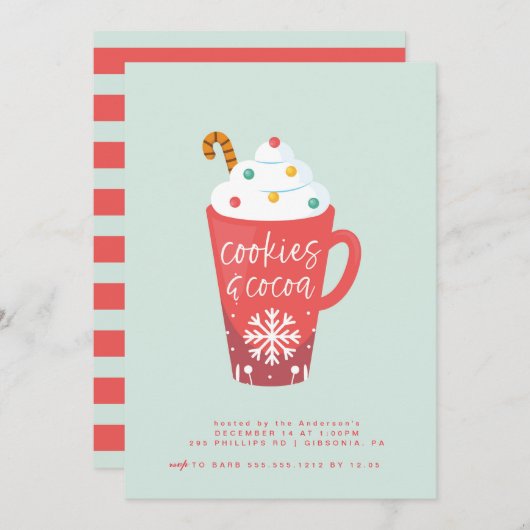 Cookies und Kakao-Party Einladung (Vorne/Hinten)