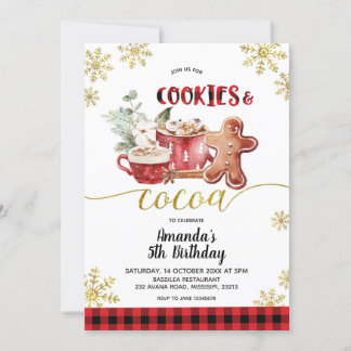 Cookies und Kakao Weihnachten Winter Geburtstag Einladung