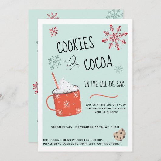 Cookies und Kakaofeier Einladung (Vorne/Hinten)