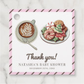 Cookies und Kakaowärme Pastellfarben Pink Babydusc Geschenkanhänger (Vorderseite)