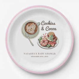 Cookies und Kakaowärme Pastellfarben Pink Babydusc Pappteller