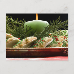 Cookies und Kerzen für den Urlaub Feiertagspostkarte