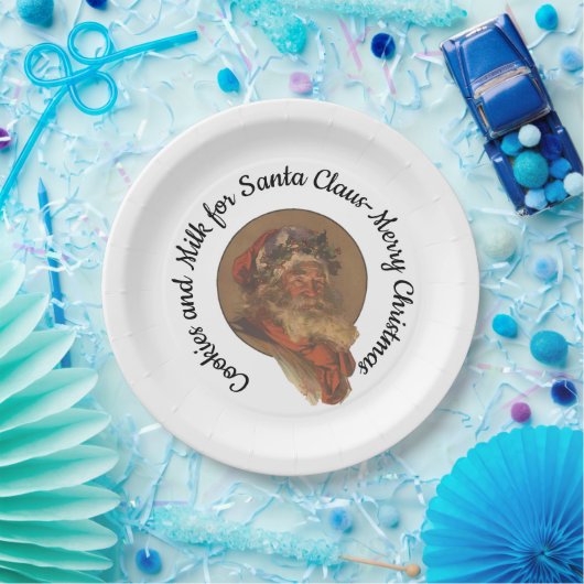Cookies und Milch für den Weihnachtsmann - Frohe W Pappteller (Party)