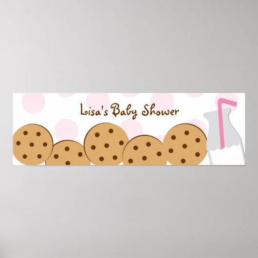 Cookies und Milk Baby Shower Banner-Zeichen Poster (Vorne)
