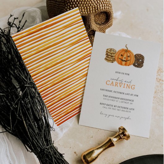 Cookies und Pumpkin Carving Party Einladung