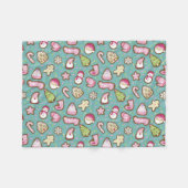 Cookies Weihnachten Türkis Fleecedecke (Vorderseite (Horizontal))