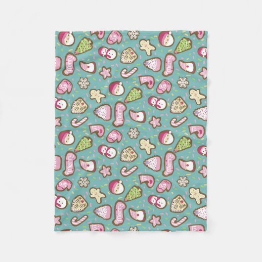 Cookies Weihnachten Türkis Fleecedecke (Vorderseite)