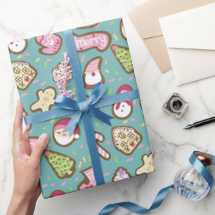 Cookies Weihnachten Türkis Geschenkpapier