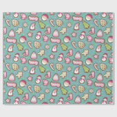 Cookies Weihnachten Türkis Geschenkpapier (Flach)