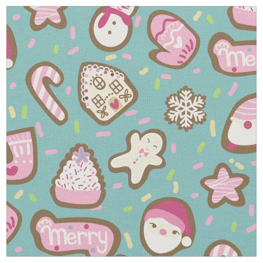 Cookies Weihnachten Türkis Stoff (Nahaufnahme)