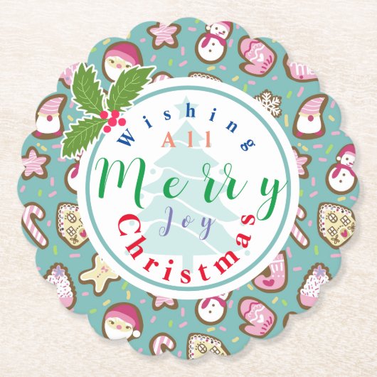 Cookies Weihnachten Türkis Untersetzer (Vorderseite)