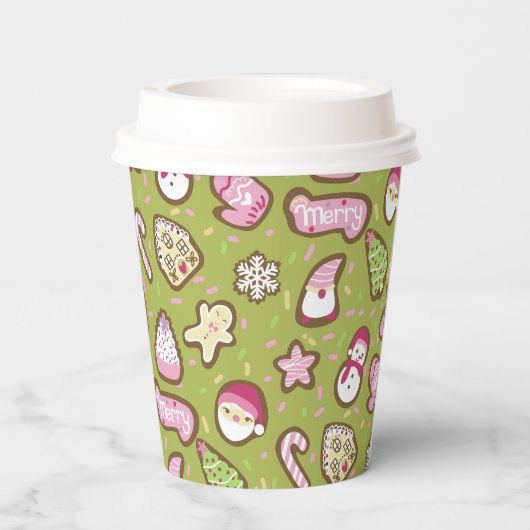 Cookies Weihnachts Grün Pappbecher (Rückseite)