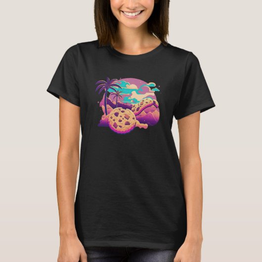 Cookies with Glitched 80s Synthwave Aesthetic T-Shirt (Vorderseite)
