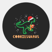 Cookiesaurus Christmas Dinosaur Rex Sugar Cookie Runder Aufkleber (Vorderseite)
