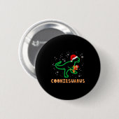 Cookiesaurus Weihnachtsdinosaurier Rex Zuckerkeks Button (Vorne & Hinten)