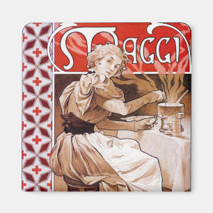 Cooking, Alphonse Mucha Magnet
