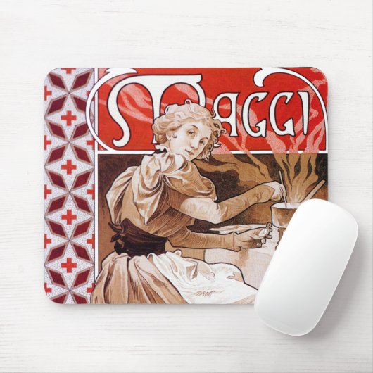 Cooking, Alphonse Mucha Mousepad (Mit Mouse)