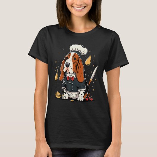 Cooking Basset Hound Restaurant cook on Basset Hou T-Shirt (Vorderseite)