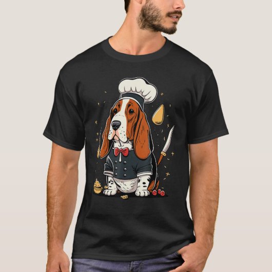 Cooking Basset Hound Restaurant cook on Basset Hou T-Shirt (Vorderseite)