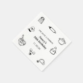 Cooking Birthday Party Hand Drawn Chef Minimalist  Serviette (Ecke)
