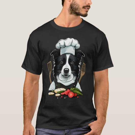 Cooking Border Collie Restaurant cook on Border Co T-Shirt (Vorderseite)