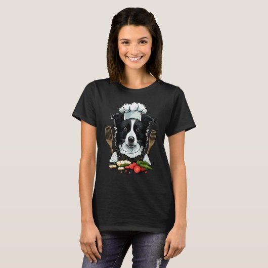 Cooking Border Collie Restaurant cook on Border Co T-Shirt (Vorne ganz)