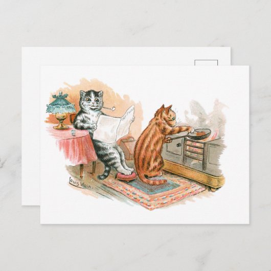 Cooking Cat Louis Wain Postkarte (Vorne/Hinten)