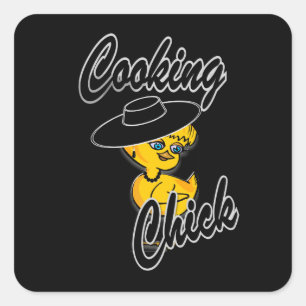 Cooking Chick #4 Quadratischer Aufkleber
