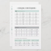Cooking Conversion Sheet (Vorne/Hinten)