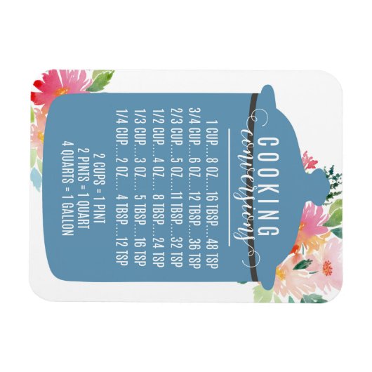 Cooking Converting Chart | Blue Jar Magnet (Horizontal)