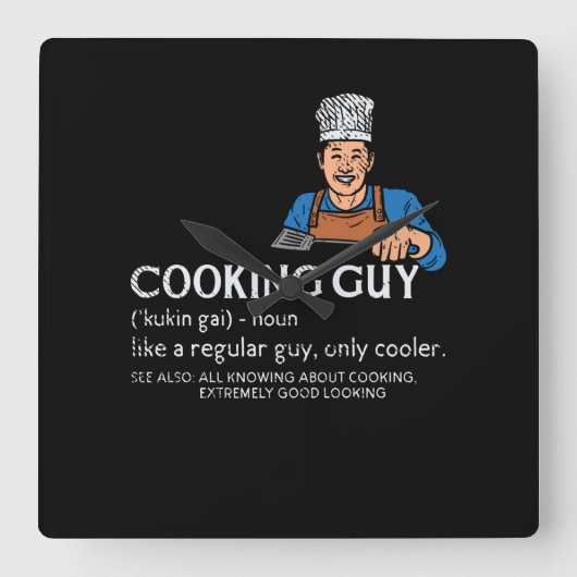 Cooking Guy Definition Quadratische Wanduhr (Vorderseite)