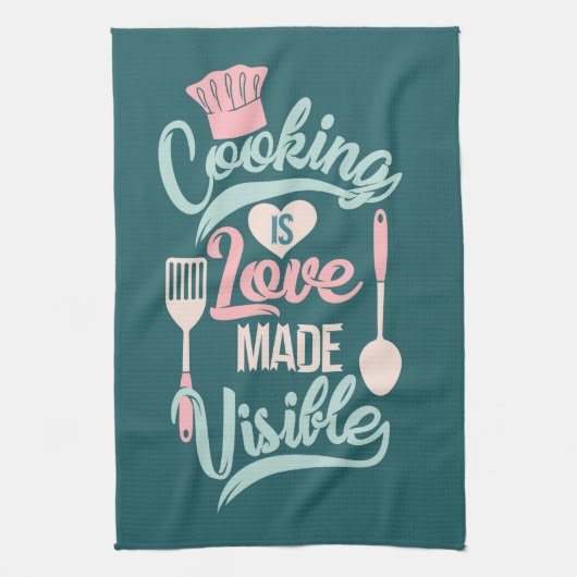 Cooking is Love Made Vue Geschirrtuch (Vertikal)